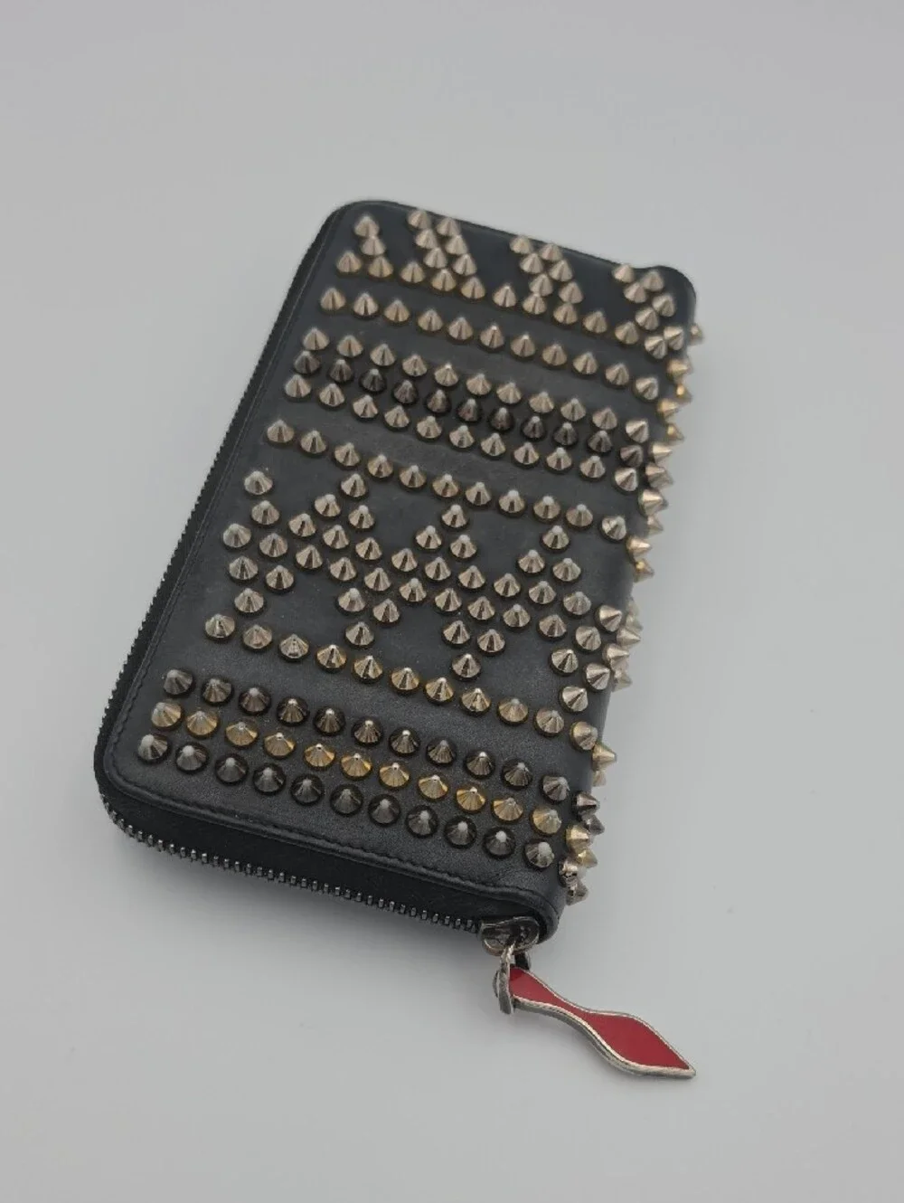 Christian Louboutin Black Studded Gold/Silver/Gun Metal Zip Long Wallet (EUC)✨️